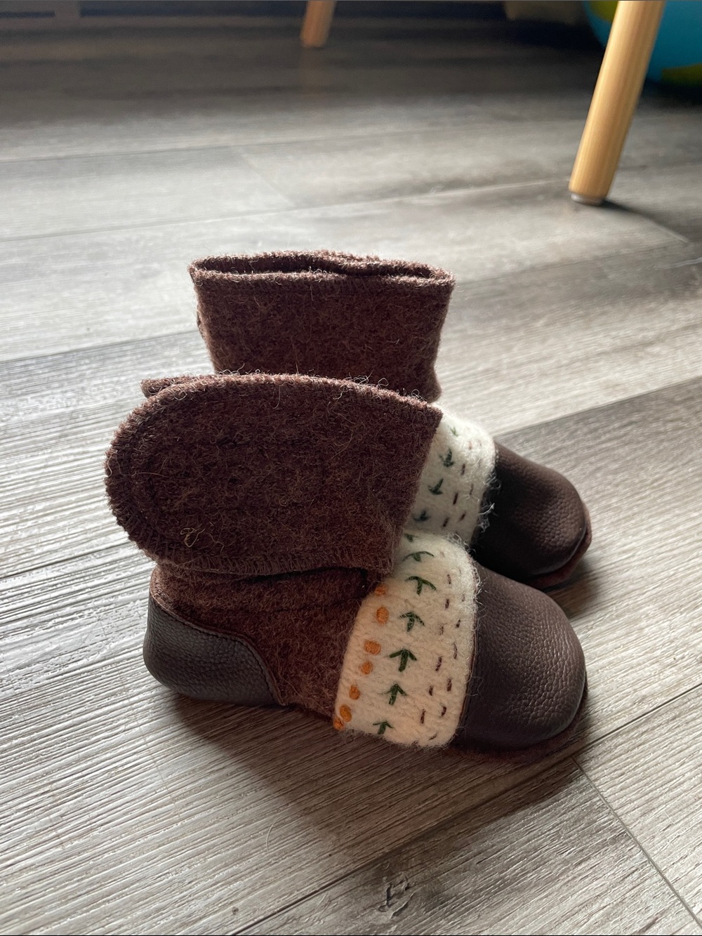 Nooks Brown Leather & Wool Booties